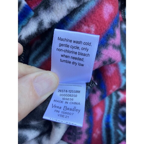 Vera Bradley Nordic Fair Isle Fleece Popover Snap Top Size M Pockets Cozy Soft - Picture 6 of 7